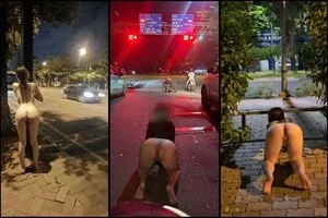 Gái dâm Public bạo, trần truồng giữa SG đông xe qua lại